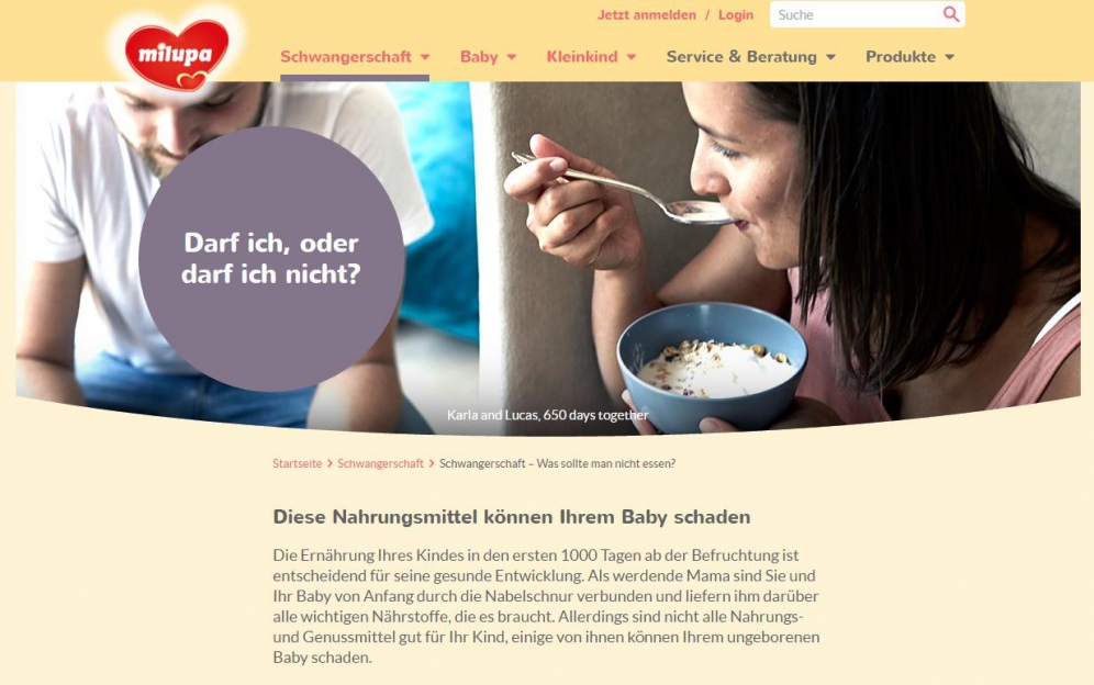 Milupa - Texte für die neue Webseite