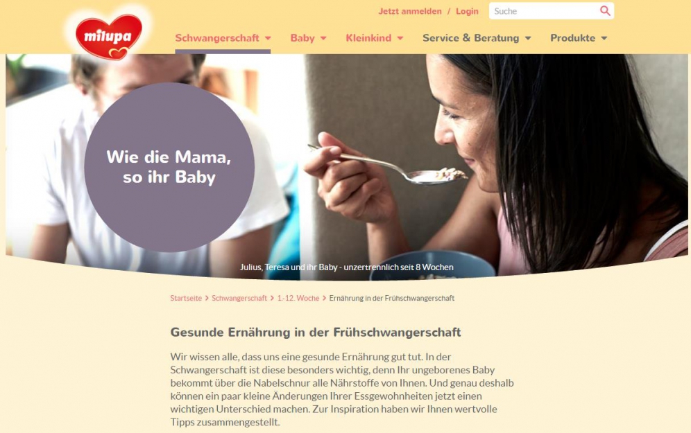 Milupa - Texte für die neue Webseite